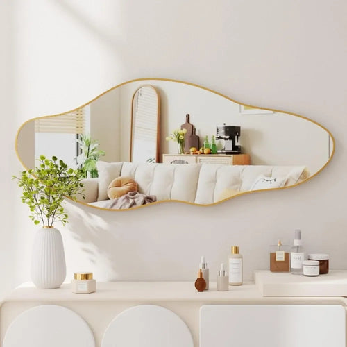 miroir mural asymétrique cadre doré pour décoration intérieure - vue 3 sur 8