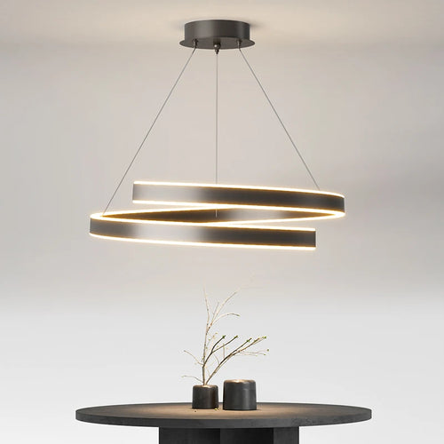 Suspension LED moderne lumières éclairage à la maison anneaux brossés plafond monté lustre éclairage lampe suspendue pour salle à manger chambre - vue 2 sur 12