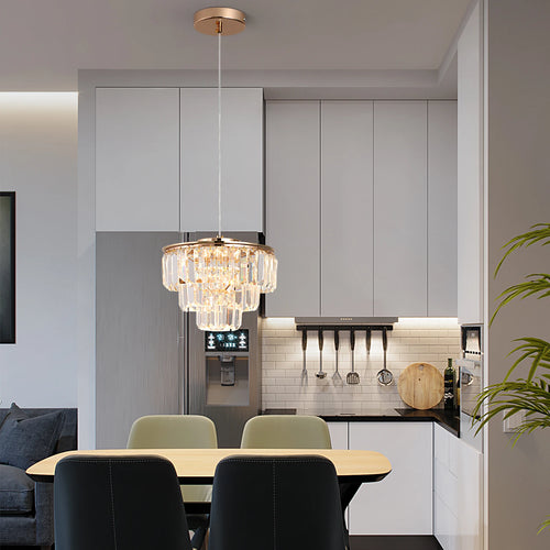 lustre moderne en cristal k9 avec lumière led suspendue - vue 4 sur 8