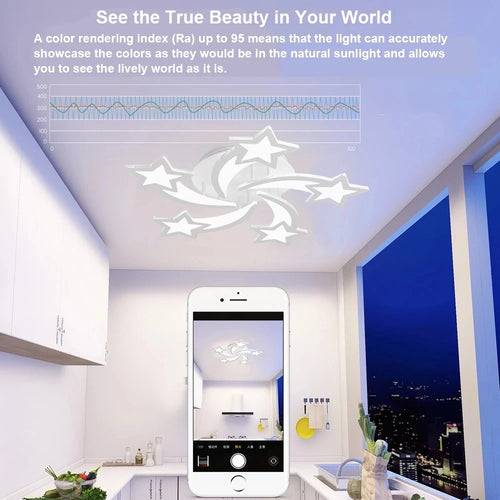 Étoile Led plafonniers acrylique lustres lampe pour enfants garçon et fille chambre salon salle à manger Design intérieur lumières - vue 4 sur 9