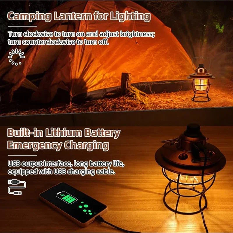 lanterne de camping vintage étanche pour randonnée et pêche - vue 9 sur 9