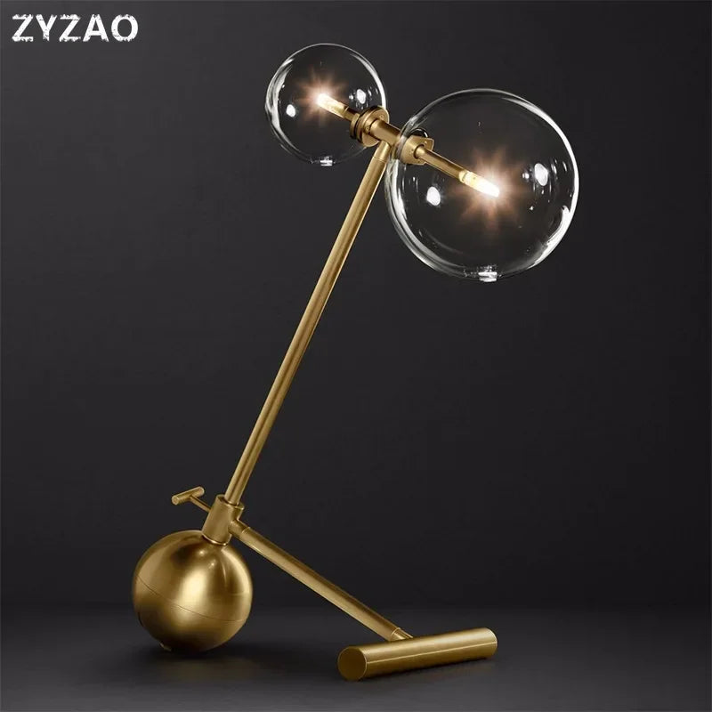 lampe de bureau en verre design rétro nordique moderne - vue 2 sur 6