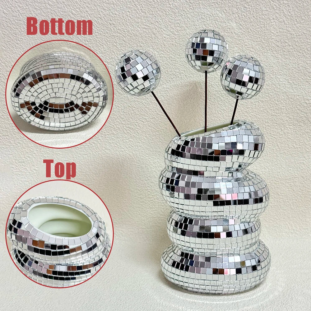 vase en spirale boule disco décoration moderne pour fleurs - vue 4 sur 7
