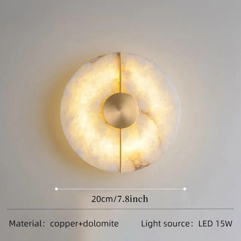 applique murale led en marbre et cuivre doré design nordique moderne - vue 8 sur 8