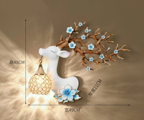 appliques murales modernes en résine style chinois cerf fortune - vue 10 sur 10