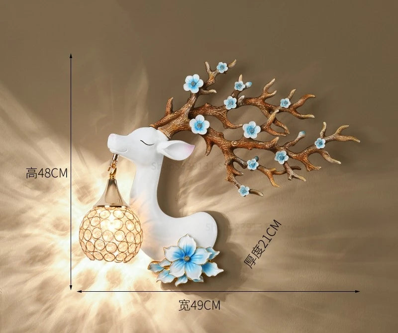 appliques murales modernes en résine style chinois cerf fortune - vue 9 sur 10