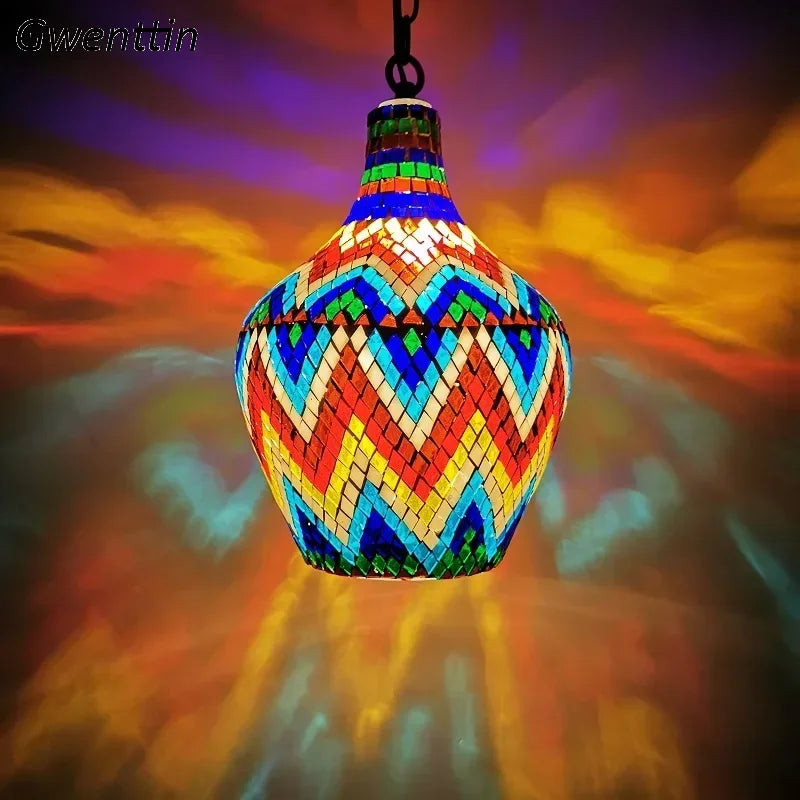 lustre en vase d'art bohème pour décoration intérieure artisanale - vue 3 sur 13