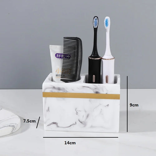 porte-brosse à dents en résine marbrée pour salle de bain - vue 10 sur 15