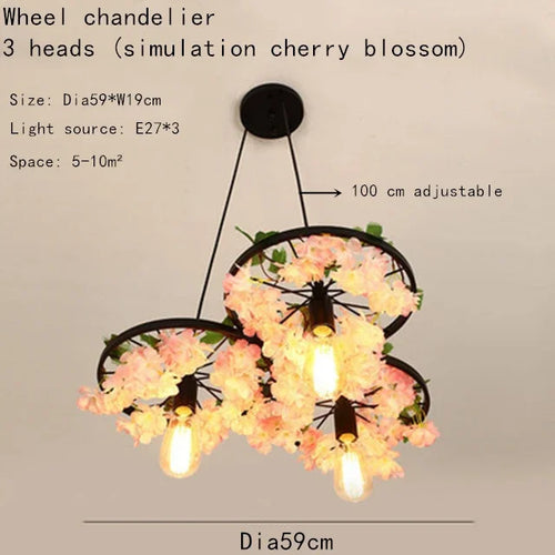 lustre à roues en fleurs de cerisier à têtes multiples pour espaces commerciaux - vue 11 sur 12