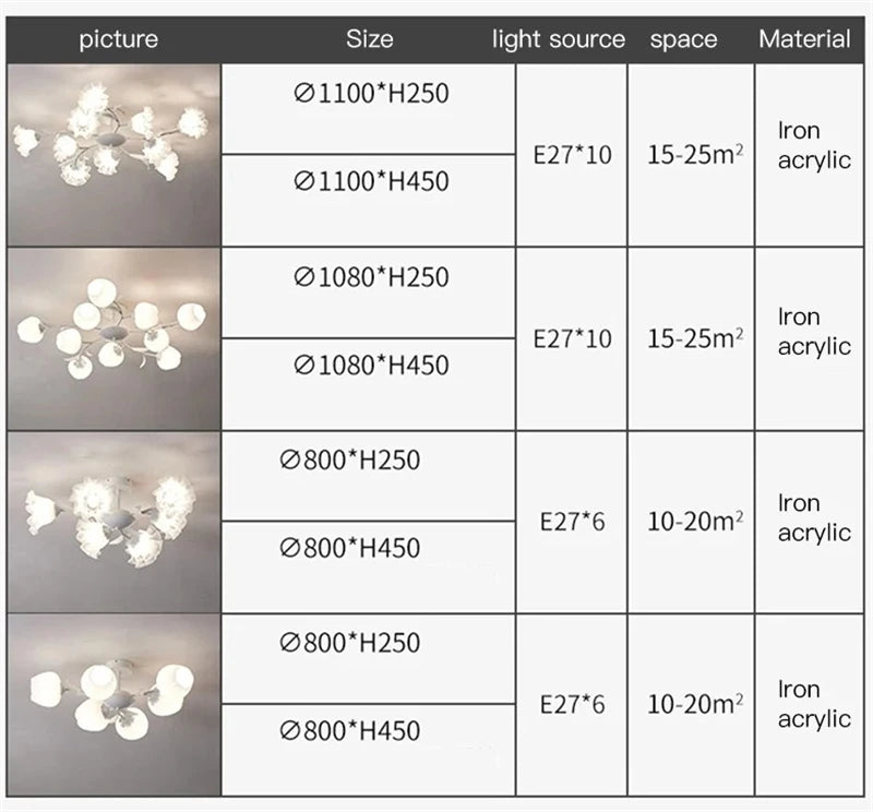 lustre moderne en forme de fleur pour décoration intérieure élégante - vue 5 sur 13