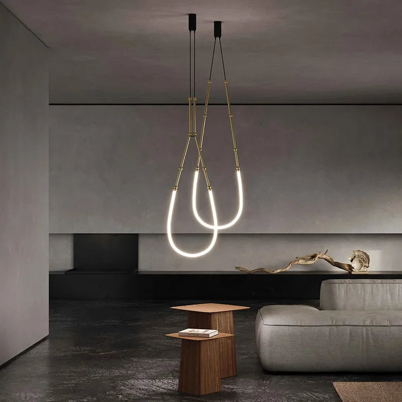 lustre minimaliste moderne italien led créative en bambou - vue 3 sur 14