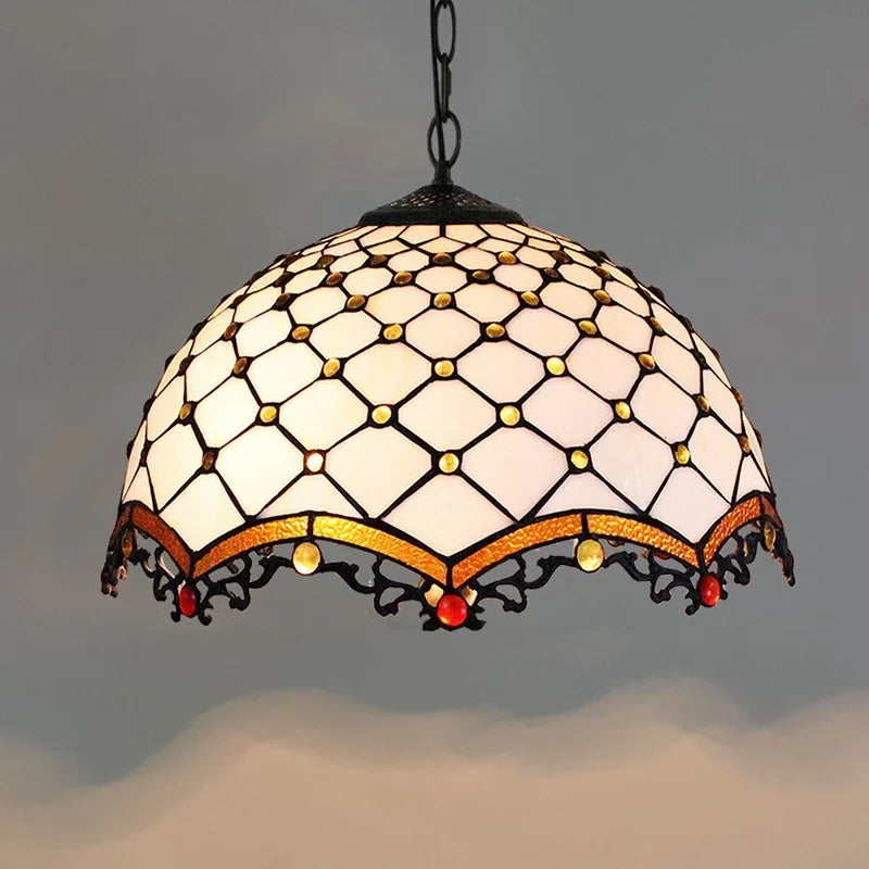 Lustre en verre coloré Tiffany rétro européen - vue 12 sur 29