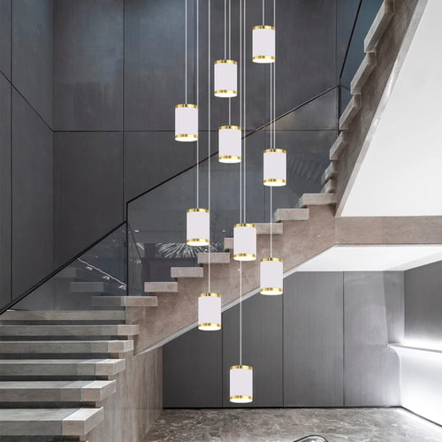 lustre long rotatif en acrylique pour éclairage intérieur décoratif - vue 5 sur 28