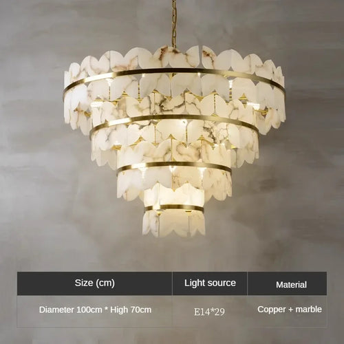 suspension en marbre naturel et cuivre design créatif minimaliste - vue 8 sur 9
