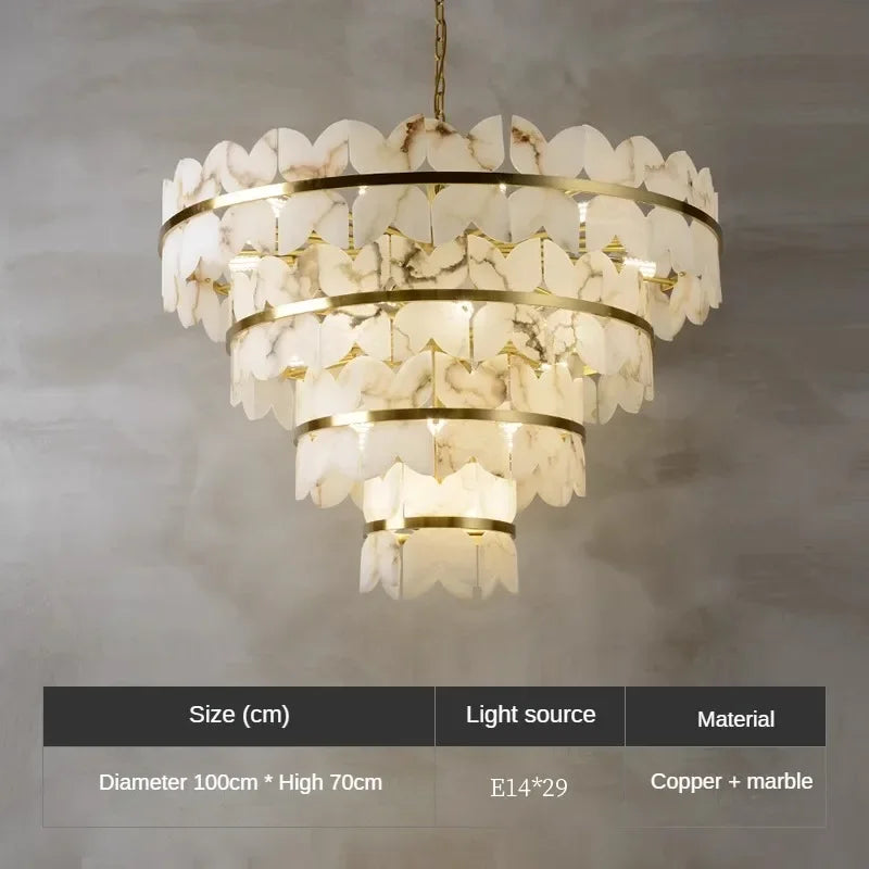 suspension en marbre naturel et cuivre design créatif minimaliste - vue 7 sur 9