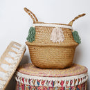 panier tissé en jonc de mer pour rangement décoratif