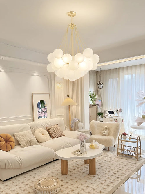 lustre moderne en verre design nordique pour éclairage élégant - vue 2 sur 10