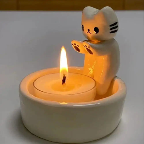 bougeoir chaton mignon pour aromathérapie cadeau anniversaire - vue 2 sur 6