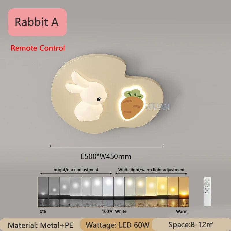 Creative Children's Room Ceiling Lamps Carrot Cloud Rabbit Ceiling Light Nursery Room School Baby Girl Bedroom Chandelier AC220V - vue 10 sur 15