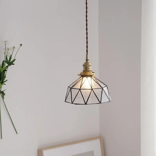 suspension design nordique vintage en laiton et verre - vue 6 sur 9