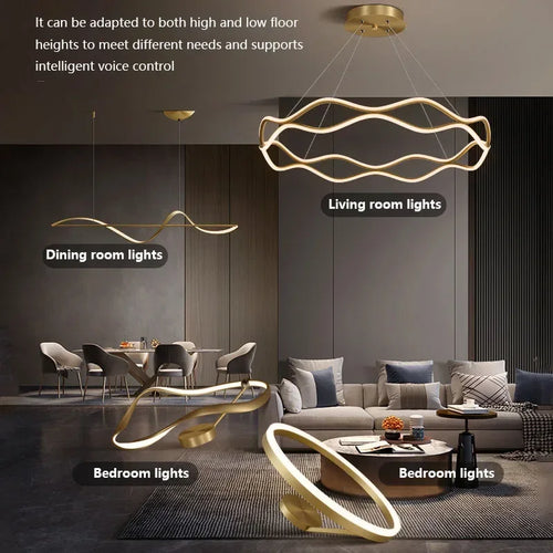 suspension moderne à led pour décoration intérieure élégante et luxueuse - vue 5 sur 18