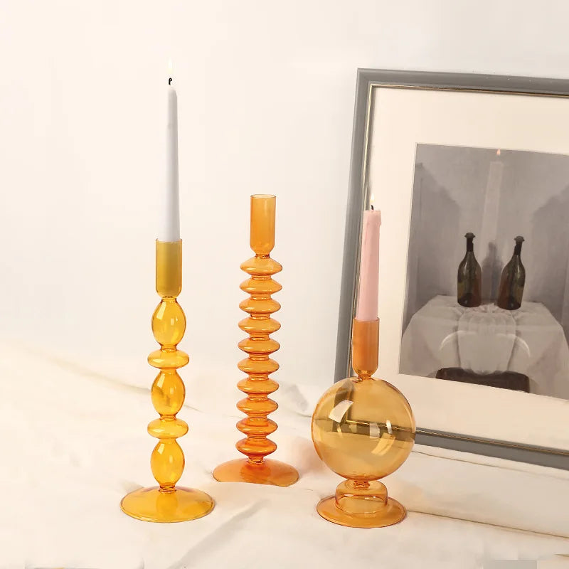 bougeoir conique en verre pour décoration intérieure festive - vue 3 sur 17