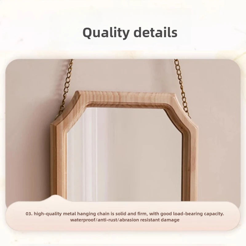 miroir vintage en bois massif miroir maquillage étanche mural antirouille - vue 6 sur 15