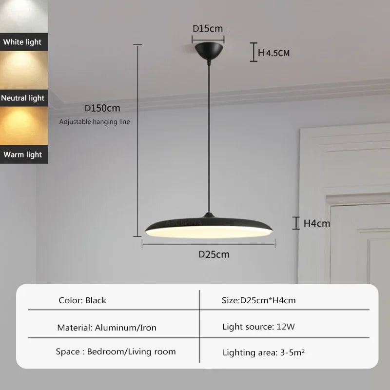 lampe led suspendue design nordique avec soucoupe volante - vue 8 sur 14