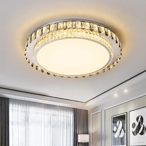 plafonnier led de luxe en cristal rond moderne - vue 3 sur 15