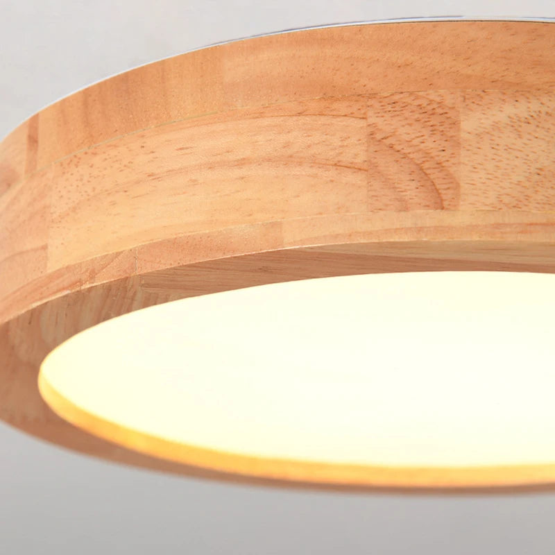 plafonnier led rond simple en bois nordique lampen - vue 4 sur 7