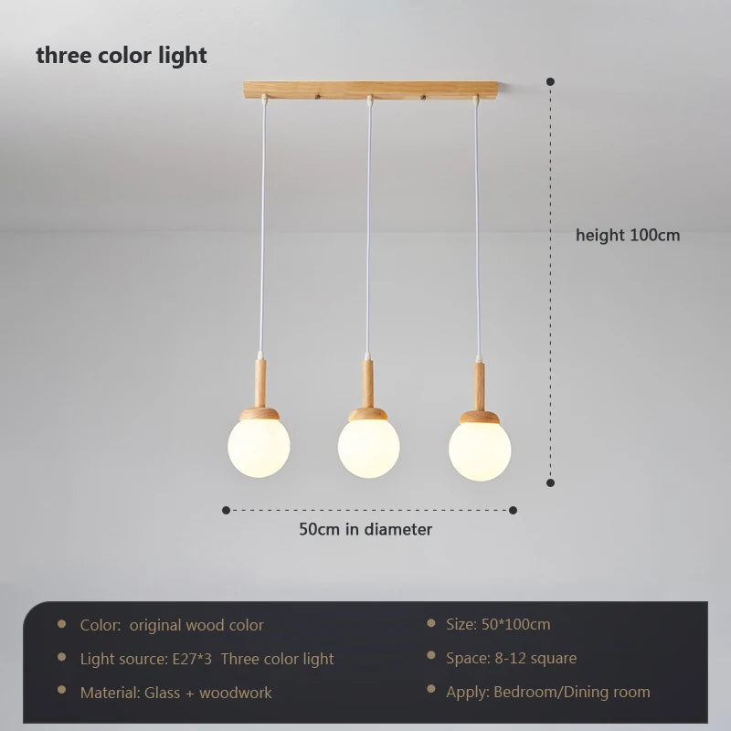Suspension nordique atmosphérique chinoise à trois têtes salle à manger salle à manger moderne simple bar personnalisé créatif cuisine lumière - vue 15 sur 15