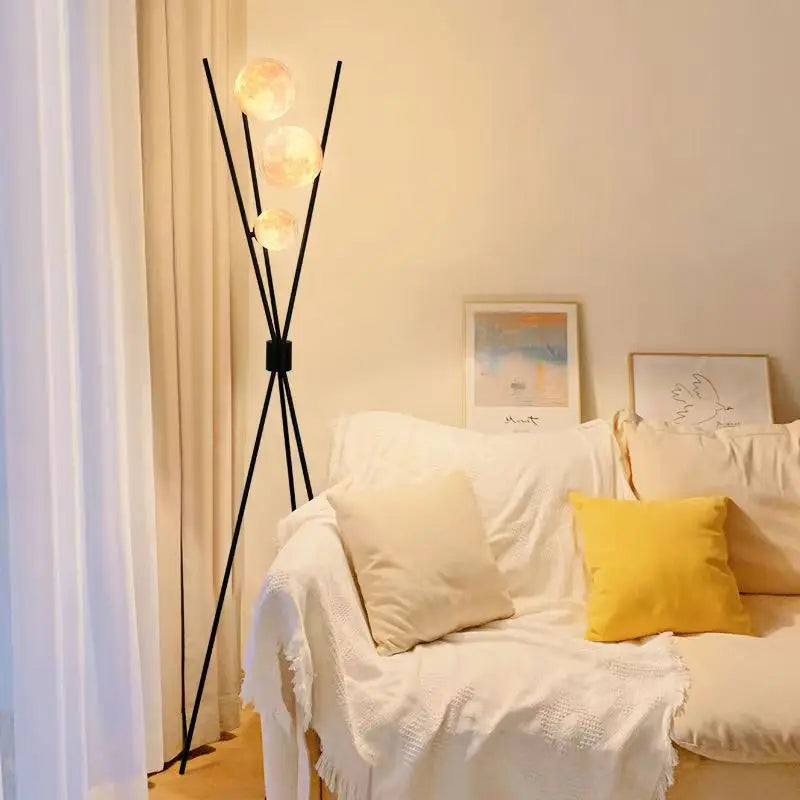 lampadaire lune led 3d design nordique trépied décoration - vue 3 sur 8