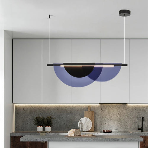 Lustre acrylique moderne nordique Led en verre coloré - vue 3 sur 10