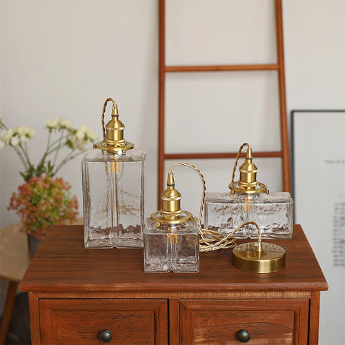 Rétro carré en verre pot suspension Vintage lampe à LED abat-jour lustre pour salle à manger chambre Table de chevet éclairage créatif - vue 5 sur 9