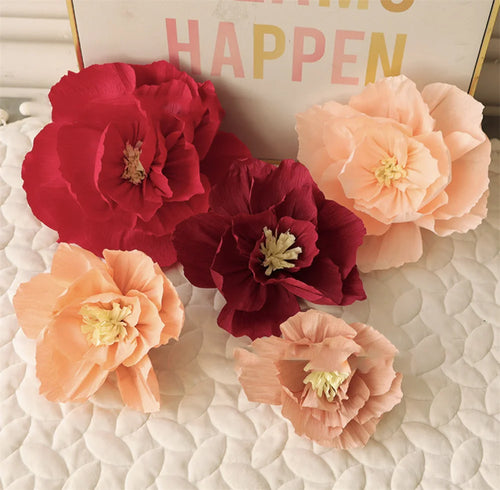 décoration de fête grande fleur en papier rouge pour événements festifs - vue 2 sur 14