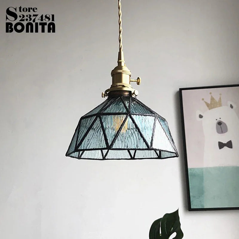 suspension en verre pur avec design ondulé en cuivre - vue 1 sur 9