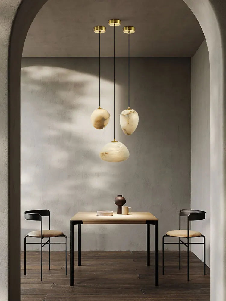 lustre suspendu led marbre géométrique intensité variable - vue 3 sur 12