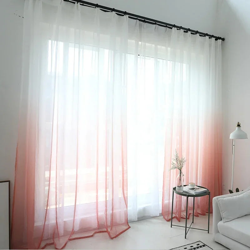 Voilage rideau tulle dégradé moderne salon chambre fenêtre - vue 9 sur 11