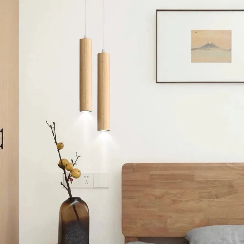 Suspension LED grain de bois design nordique moderne - vue 5 sur 10