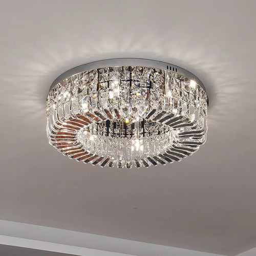 lustre moderne en cristal chrome rond nordique led suspendu - vue 4 sur 8