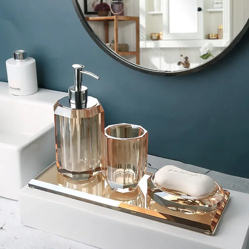 distributeur de savon en verre luxe pour salle de bain - vue 5 sur 15