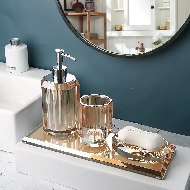 distributeur de savon en verre luxe pour salle de bain - vue 4 sur 15