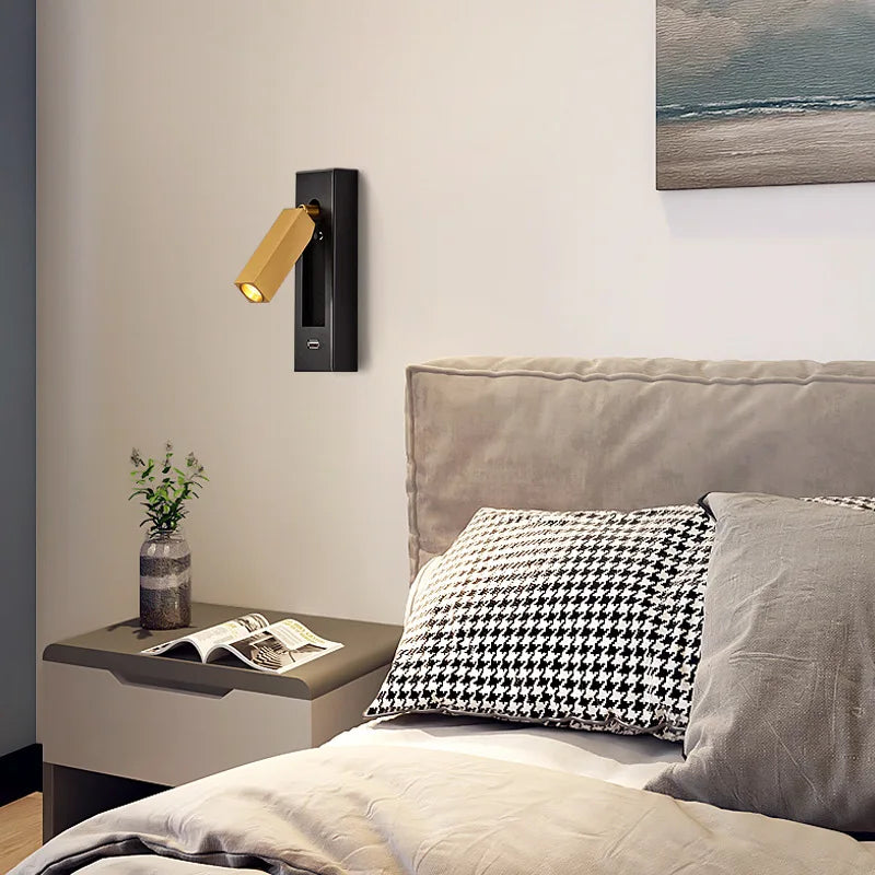 applique murale moderne avec chargeur usb et projecteur rotatif led - vue 4 sur 23