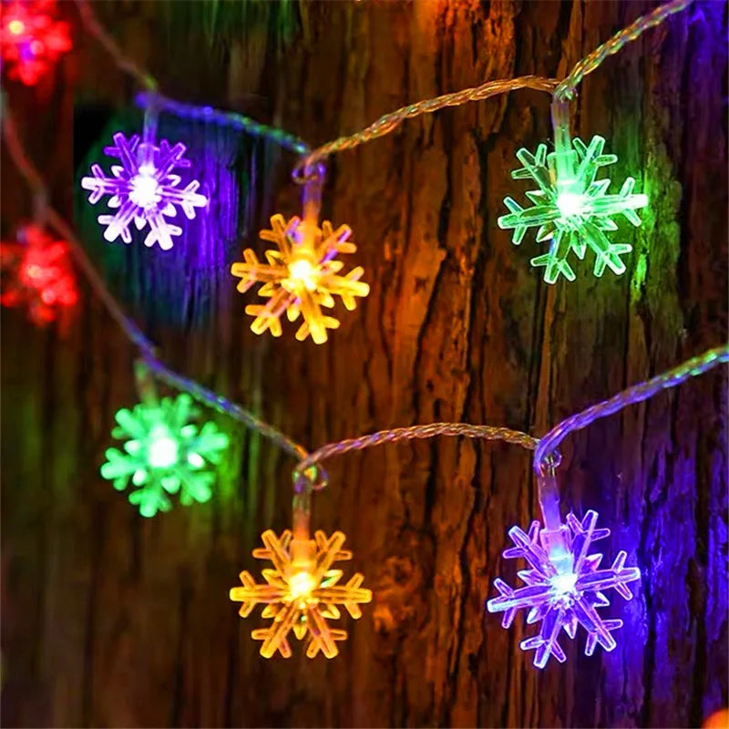 guirlande lumineuse flocon de neige pour décoration de noël - vue 3 sur 8