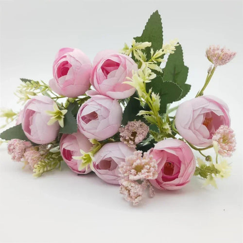 bouquet de roses en soie décoration de jardin fleurs artificielles - vue 12 sur 12
