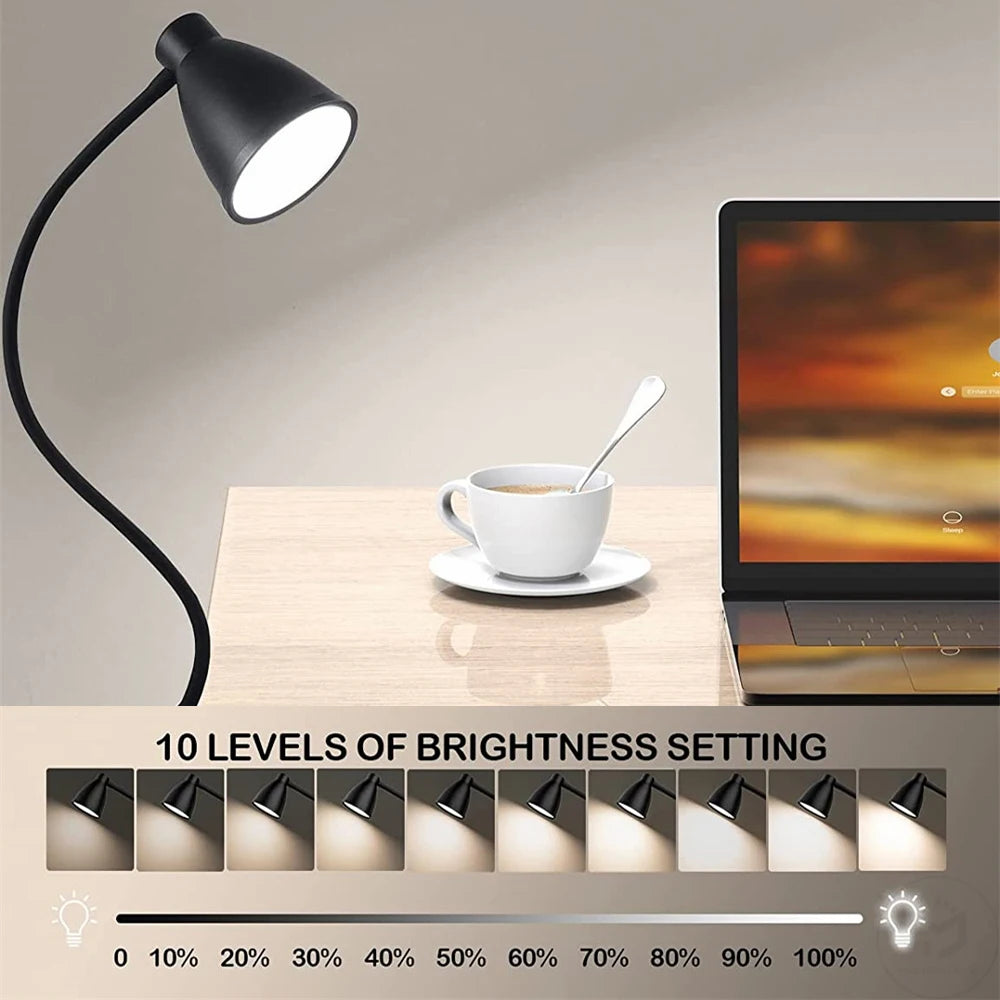 38 LED Desk Lamp 3 Color Modes 10 Brightness Dimmer Reading Light Auto Off Timer Desk Light Flexible Gooseneck Clip Book Light - vue 2 sur 7