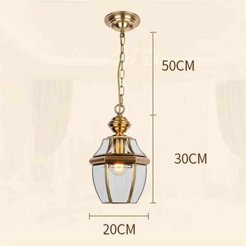 suspension led antique en verre et cuivre pour extérieur et intérieur - vue 6 sur 7