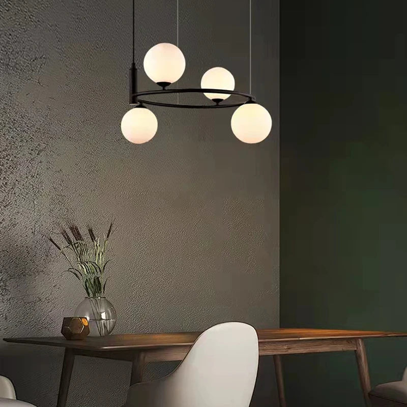 lustre nordique en verre avec cordon réglable pour décoration maison - vue 3 sur 13