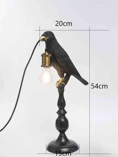 lampe de bureau en résine moderne forme d'oiseau avec bec doré