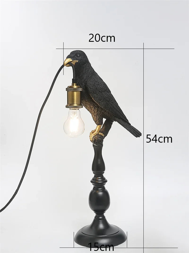 lampe de bureau en résine moderne forme d'oiseau avec bec doré